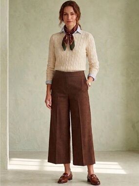 Talbots wide leg crop linen blend
